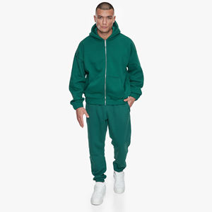 Sudadera con capucha de gran tamaño con cremallera personalizada para hombre Vintage 450 GSM algodón manga larga diseño de bloque de color bordado invierno de talla grande Digital - Product Image 5