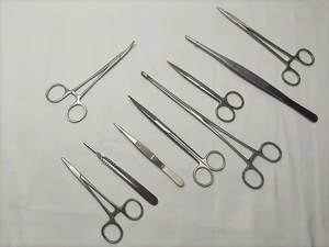 Kit chirurgical pour stérilisation canine 12 pièces en acier inoxydable, comprenant pinces Allis, porte-aiguilles et pinces hémostatiques, réutilisables, Classe I - Product Image 2