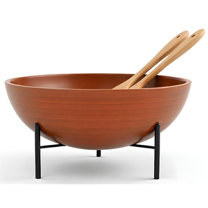 ชามสลัดไม้พร้อมขาตั้งโลหะทำด้วยมือเป็นมิตรกับสิ่งแวดล้อมชามสำหรับคุกกี้ผลไม้ถั่ว - Product Image 6