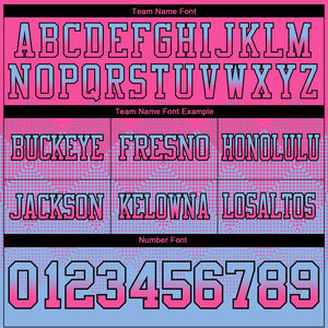 Wholesale <b>Top</b> Quality Custom Logo Gradient Square Shape Pattern Black Pink Light <b>Blue</b> <b>Mesh</b> Breathable American Football Jersey - Product Image 3