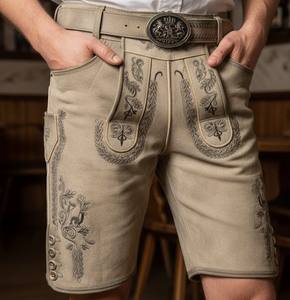 Shorts en cuir de chèvre de style bavarois antique pour homme, respirants, à motif écossais, toutes tailles, pour l'Oktoberfest - Product Image 3
