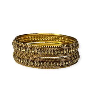 Elegante Juego de Brazaletes Geométricos Delgados con Perlas y Detalles Dorados, con Artesanía India Clásica, para Bodas y Fiestas Étnicas - Product Image 3