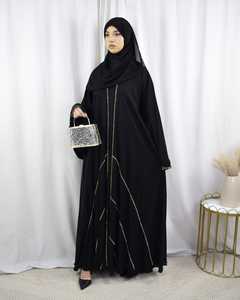 Vêtements musulmans traditionnels pour femmes élégantes et modestes Robes de Dubaï formelles à lacets avec diamant Grand parapluie Flair Abayas Style Kaftan - Product Image 6