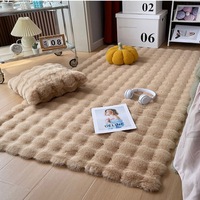 Alfombra Moderna Reversible Personalizada de Imitación de Pelo de Conejo con Textura de Terciopelo Acolchado para Uso en Hoteles y Hogares
