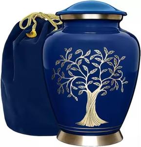 Color azul con urna de cremación de metal de árbol plateado utilizada para suministros funerarios para cenizas de adultos urnas de recuerdo urnas para mascotas para ahorrar memoria - Product Image 1