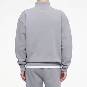 Nouveau sweat-shirt zippé en éponge française personnalisé sérigraphie unie pull à capuche 100 coton hommes demi-fermeture éclair sweats - Product Image 3