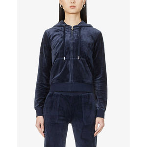 High Quality Breathable Custom Logo <b>Velour</b> & Cotton Fleece Women's Tracksuit Stylish Autumn Season <b>Hoodies</b> Hooded Collar - Product Image 2