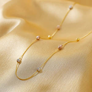 <b>Lavender</b> Lustre Fancy Gold Chain-Trendy Wedding <b>Gift</b> Jewelry - Product Image 1