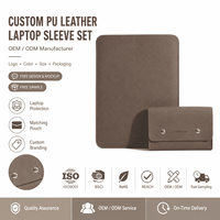 Ensemble de housses pour ordinateur portable en cuir PU personnalisé avec bouton-pression, pochette de protection moderne pour voyage