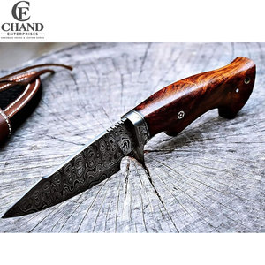 Cuchillos de Caza Profesionales de Damasco - Mango de Madera DIY Personalizable OEM, Herramientas Ecológicas de Alta Calidad para Camping al Aire Libre - Product Image 4