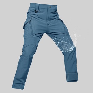 Pantalon de travail décontracté pour homme, coupe droite, léger, uni, multi-poches, 100% coton, taille élastique, coupe-vent, épaissi - Product Image 6