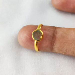 Aquamarine Natural Raw Birthstone <b>Ring</b> 925 Sterling Silver Rose Gold & Rhodium Plated Gemstone Jewelry - Product Image 4