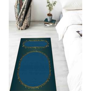 Alfombra de Oración Azul con Detalles Dorados: Tapete con Diseño Espiritual, Decoración para Mezquita, Alfombra Delgada de Tela No Tejida - Product Image 3