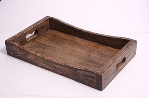 Nouvelle arrivée Rectangle rustique pour plateau multifonctionnel en bois fait à la main avec poignée en métal brillant pour la décoration d'occasions de mariage - Product Image 2