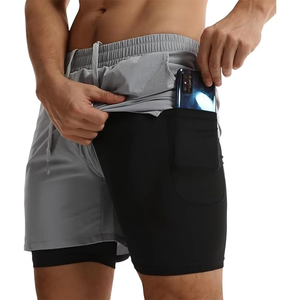 Lined Double <b>Layer</b> Pockets Athletic Sports Men Printed Shorts Custom Logo Workout Running Comfort Gym Shorts Top Quality - Product Image 2