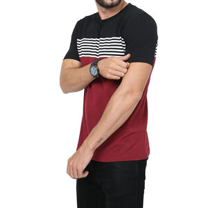 Camiseta de manga corta de algodón 100% para hombre, cuello redondo, tela de terciopelo, transpirable, cómodo, cierre de cremallera, trajes diarios para viajes informales - Product Image 2