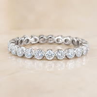 Bague de mariage personnalisée en or blanc 14 carats avec diamant de laboratoire 3/4 éternité, à griffe unique, pour empilage, vente en gros de bijoux