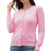 Suéteres de Punto Personalizados OEM con Bordado Chenille para Mujer, Cárdigan de Invierno, Antiencogimiento, Transpirable, Cuello en V, Cuello Plegable, Todas las Tallas