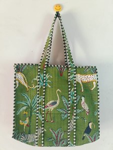 Handmade Boho Floral Quilted Cotton Tote <b>Bag</b> Women's Eco-Friendly Sustainable Reversible Design Daily Use Reusable <b>weekend</b> <b>bag</b> - Product Image 2
