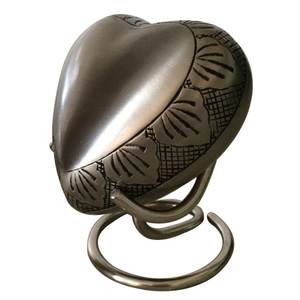 Elegant Silver Heart Shape Handmade Multi Color Embossed <b>Large</b> Aluminium Cremation <b>Urn</b> - Product Image 2