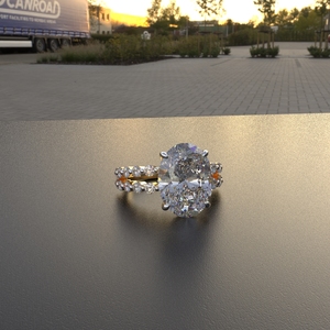 Avarta Jewellery 18K Oro 4 quilates Oval Triturado Hielo Moissanite Solitario Halo Anillo - Product Image 6