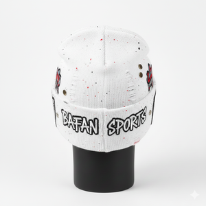 Bonnet en tricot de haute qualité 300 GSM, blanc, design tendance, tissu doux et chaud, logo brodé personnalisé, bonnet jacquard imprimé - Product Image 2