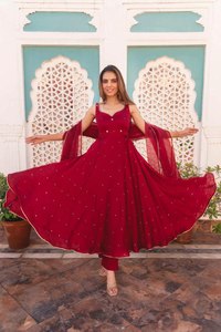 Nuevo Vestido Anarkali Étnico Indio Moderno con Estampado Digital, Vestido de Fiesta para Mujer con Encaje, Personalizable, Estilo Indio Pakistaní - Product Image 2