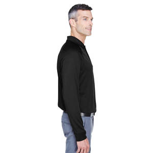 Polo d'hiver noir en gros pour hommes Polo à manches longues vierge - Product Image 3