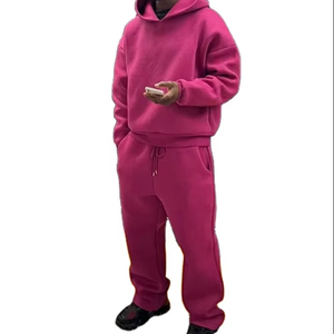 Chándal de lana de tecnología de gimnasio de dos piezas de calidad superior para hombre, traje de jogging de patrón sólido para entrenamiento deportivo de invierno - Product Image 1