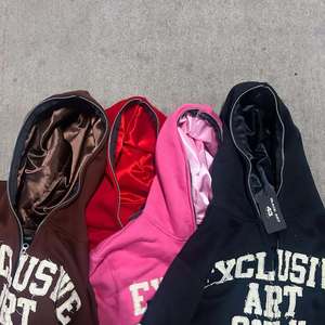 OEM Sweats à capuche streetwear unisexes personnalisés 100% coton lourd avec capuche en satin broderie impression numérique pour l'hiver - Product Image 6