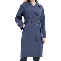 Manteau long femme grande taille en coton 100% uni, style anglais classique, respirant, avec ceinture ajustable – Idéal pour l'hiver et très tendance