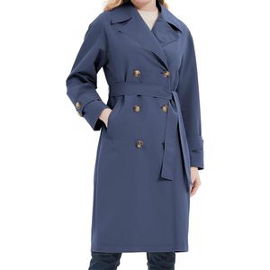 Abrigo de algodón liso en blanco de invierno a la moda para mujer, cinturón ajustable, prendas de vestir exteriores, gabardinas clásicas transpirables - Product Image 6