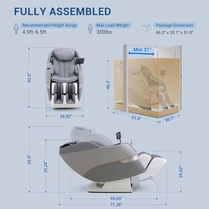 Fauteuil de massage complet zéro gravité avec modes de massage, analyse corporelle, chauffage, rouleaux pour les pieds, Bluetooth - Product Image 2