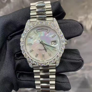 Royal Style <b>Mens</b> <b>Quartz</b> Moment <b>Watch</b> with Moissanite Diamond Decoration Premium Stainless Steel <b>Watch</b> for Office Events & Gifts - Product Image 1