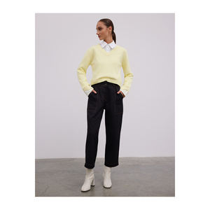 Pantalones de Cintura Alta en Mezcla de Algodón con Costuras en Contraste Transpirables - Product Image 4