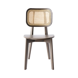 Chaise de salle à manger moderne en bois de teck massif avec dossier en rotin tissé pour intérieur et extérieur pour la maison, les meubles d'hôtel et les appartements - Product Image 2