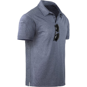 Polo en coton gris à manches courtes pour homme, couleur unie, décontracté, respirant, tricoté en piqué - Product Image 5
