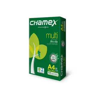 Produsen Chamex kualitas tinggi OEM 70GSM 75GSM 80GSM 100% bubur kertas A4 mesin fotokopi 500 lembar/Ream-5 gulungan/kotak kertas fotokopi A4