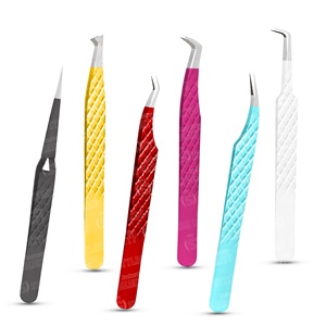 Juego de pinzas para pestañas de oro y titanio Agarre de diamante de acero inoxidable Punta de fibra de 90 grados Capas delgadas gruesas Embalaje personalizado Privado - Product Image 6