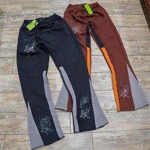 Pantalon évasé pour homme en molleton 100% coton épais, avec impression en relief et blocs de couleur, taille à cordon de serrage, service OEM - Product Image 4