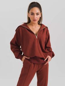 Fabricante de chándal para mujer, chándal de otoño con puños y logotipo personalizado para mujer 2024 - Product Image 2