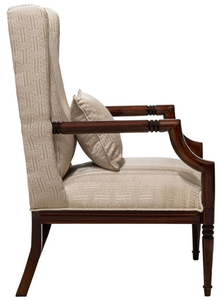 Luxury Neoclassical Solid Wood Lounge <b>Chair</b> with Gold Nailhead Trim and Matching Lumbar Pillow - Product Image 3