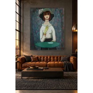 Fida Pelle berg Femme avec chapeau, impression sur toile - Product Image 2