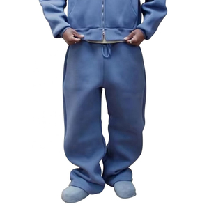 กางเกงสเวตเตอร์ขาตรงสำหรับผู้ชายกางเกงโอเวอร์ไซส์ผ้าฝ้าย500 GSM ทรงหลวมขากว้างกำหนดได้เอง - Product Image 4