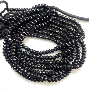 Perles en forme de rondelle à facettes en spinelle noire de bonne qualité 7MM perles en gros de spinelle noir naturel - Product Image 2