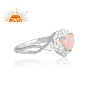 Nuevo diseño elegante Plata de Ley 925 ópalo etíope Natural y topacio blanco anillo de piedras preciosas diseño personalizado joyería para mujeres - Product Image 4