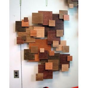 Arte de pared de tablón de madera de diseñador | Paredes colgantes de acento de madera con textura 3D modernas al por mayor abstracto de madera - Product Image 3