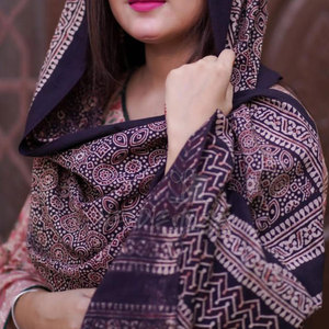 New Design Ajrak Scarf <b>Shawls</b> Women Summer Sunscreen Lady Solid Color Female Hand Embroidery Ajrak Scarf - Product Image 2