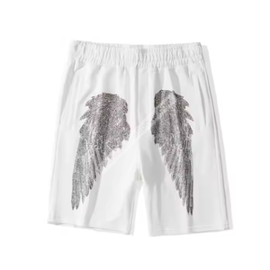 Shorts de survêtement personnalisés en strass blancs Shorts de survêtement en strass en meilleur matériau Shorts de survêtement en strass de style tendance à vendre - Product Image 1