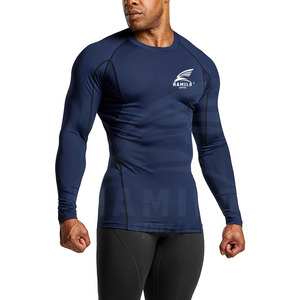 OEM Service Custom <b>Logo</b> Long Sleeve Gym Compression Shirt 100% Cotton Solid Pattern - Product Image 2